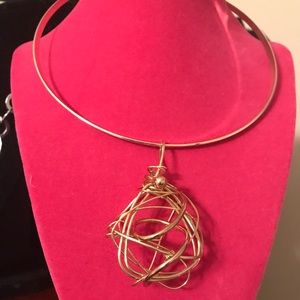 Gold Coker Random Wire Wrapped Ball Necklace